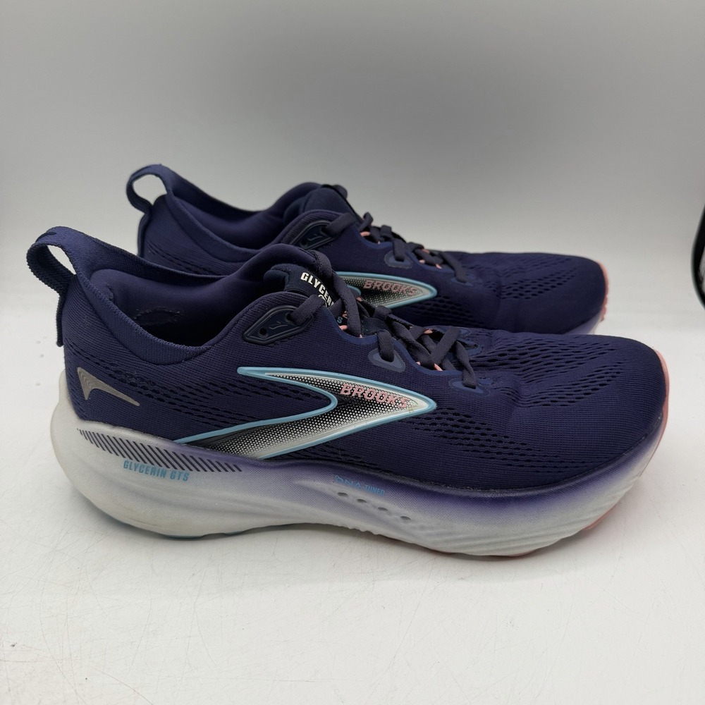 Brooks Glycerin GTS 22 Running Shoes Women Sz 10 B Navy Blue Sneaker 1204351B429